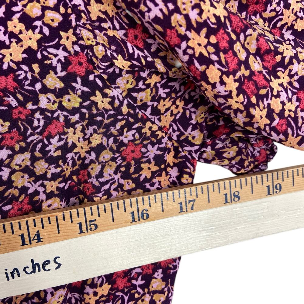 Sundance Floral Crepe Flutter Sleeves V Neck Dress Medium - Picture 4 of 8